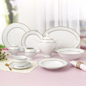 Bien Servi 47-Piece Dinner Set White and Gold Bien Servi 47-Piece Dinner Set White and Gold